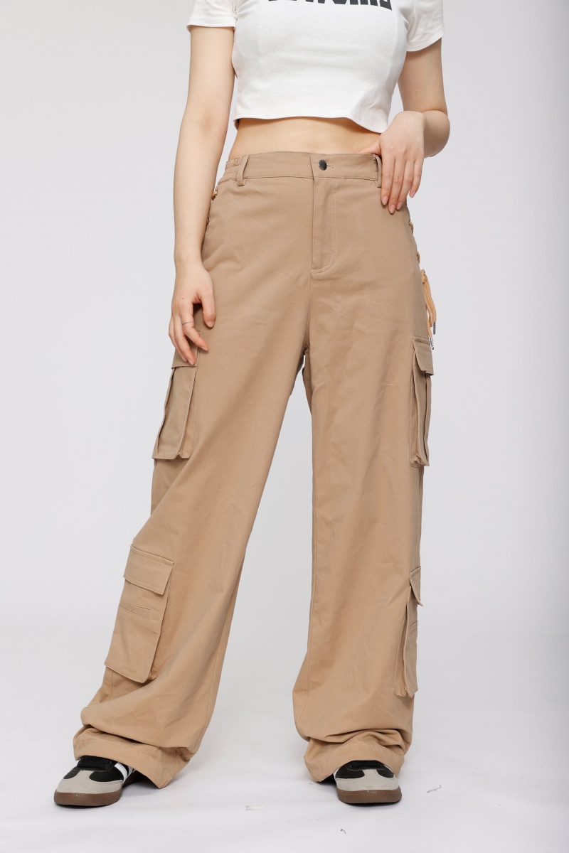 Pantalon Aelfric Eden Multi Pocket Side Ties Cargo Kaki | MLV-01524744